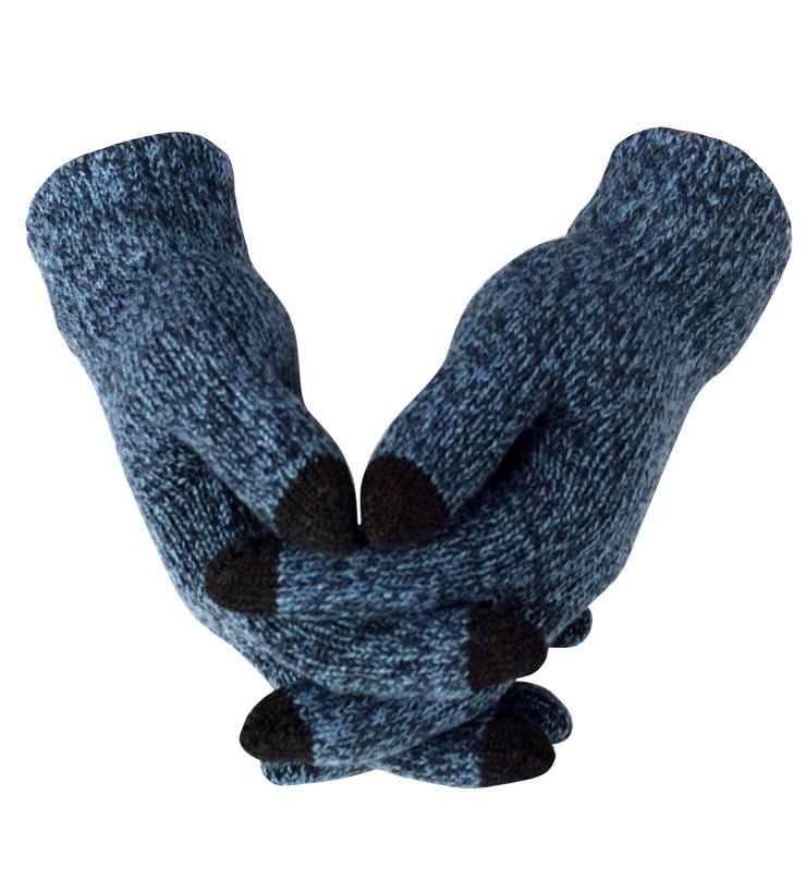 Unisex Warm Knitted Texting Gloves for Iphone Android Smart phones Touch screens Blue