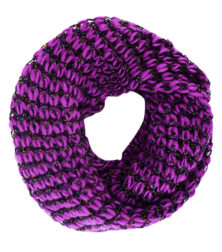 Winter Warm Sequin Multicolor Chunky Knit Infinity Loop Cowl Scarves
