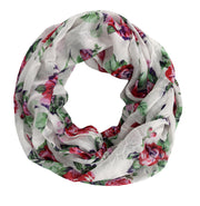 Womens Soft Vintage Floral Print Sheer Infinity Loop Circle Scarf