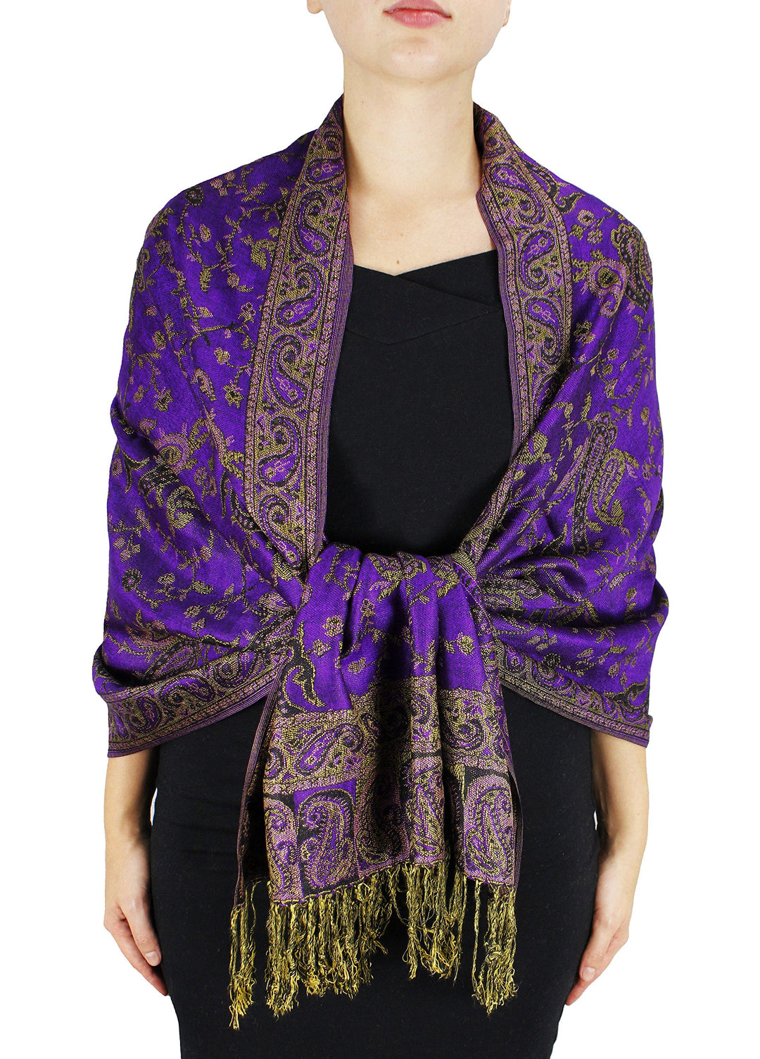Double Layer Reversible Paisley Pashmina Shawl
