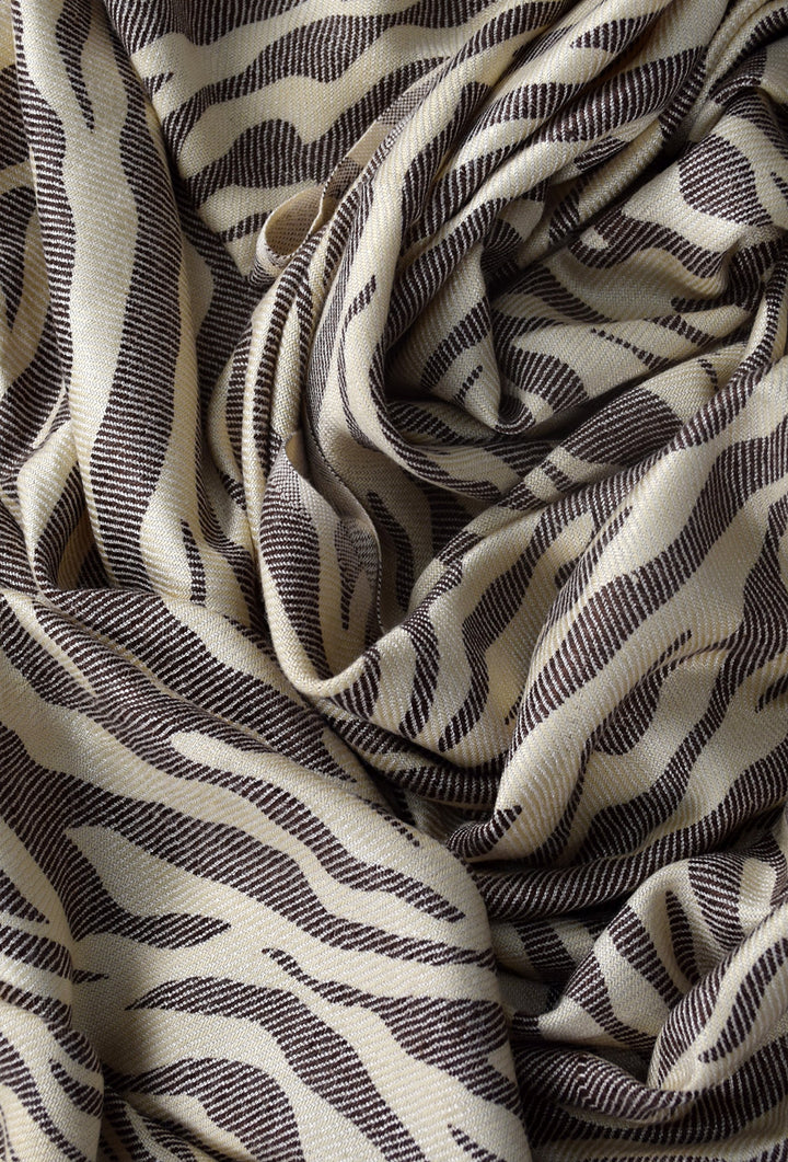 Zebra Animal Print Frayed Pashmina Shawl