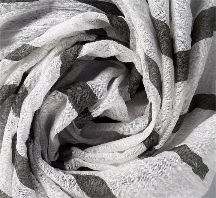 Vertical Striped Fading Eyelash Fringe Shawl Scarf