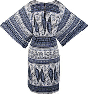 Vintage Paisley Wide Sleeve V-Neck Knee Length Tribal Dress