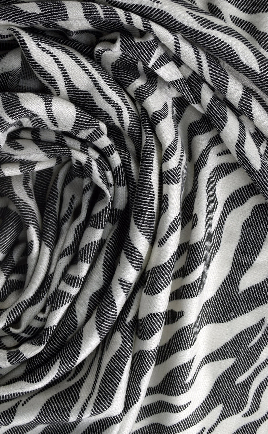 Zebra Animal Print Frayed Pashmina Shawl