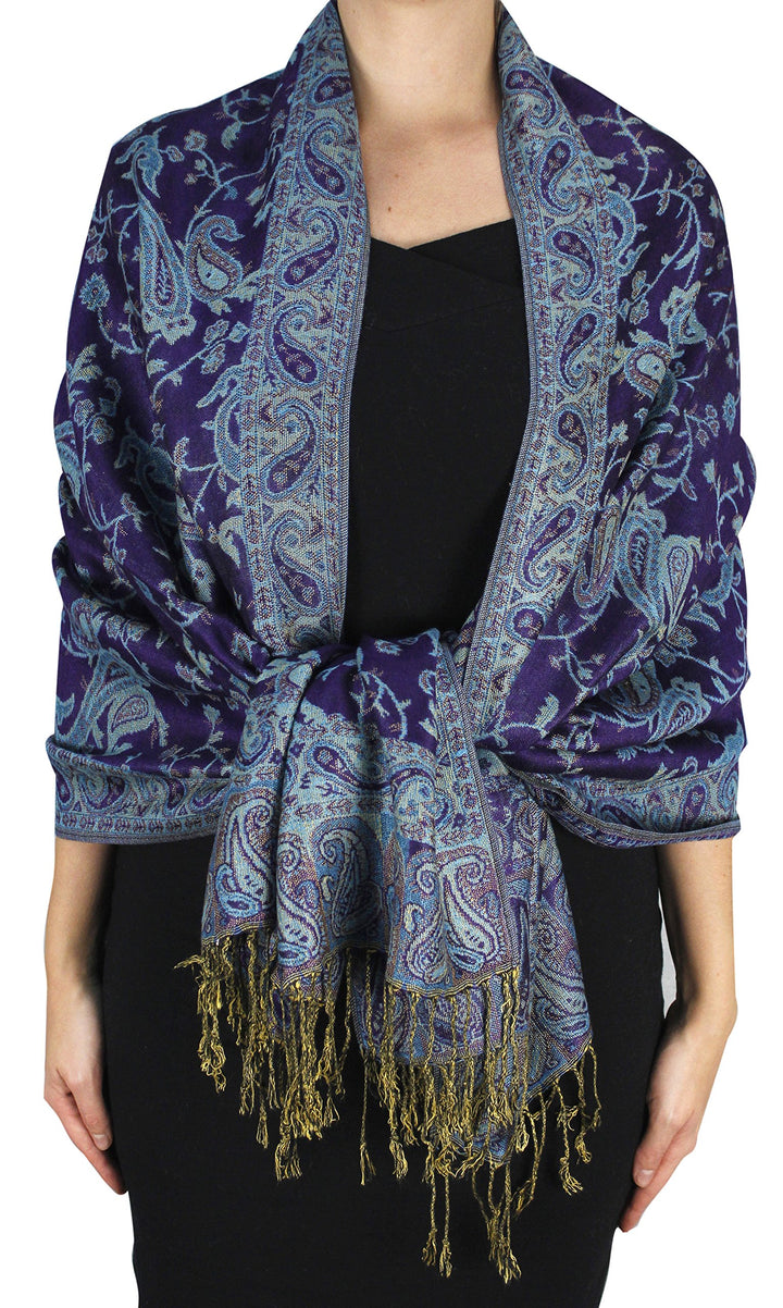 Double Layer Reversible Paisley Pashmina Shawl