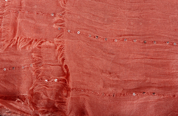 Women's Sparkle Sequin Bohemian Sheer Woven Knit Fringe Scarf