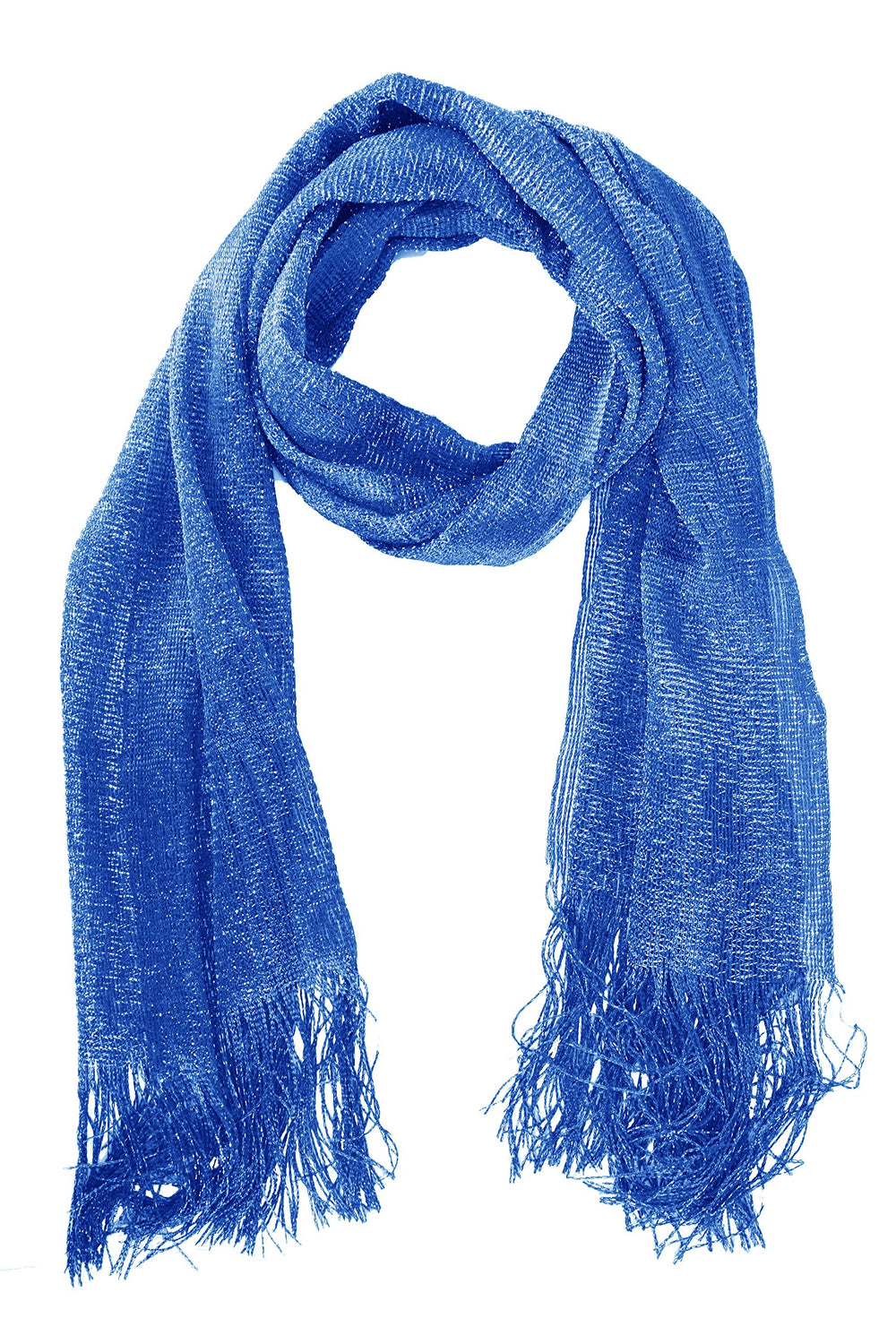 Black and teal sheer scarf with embroidered paisley burnout design and fringed ends