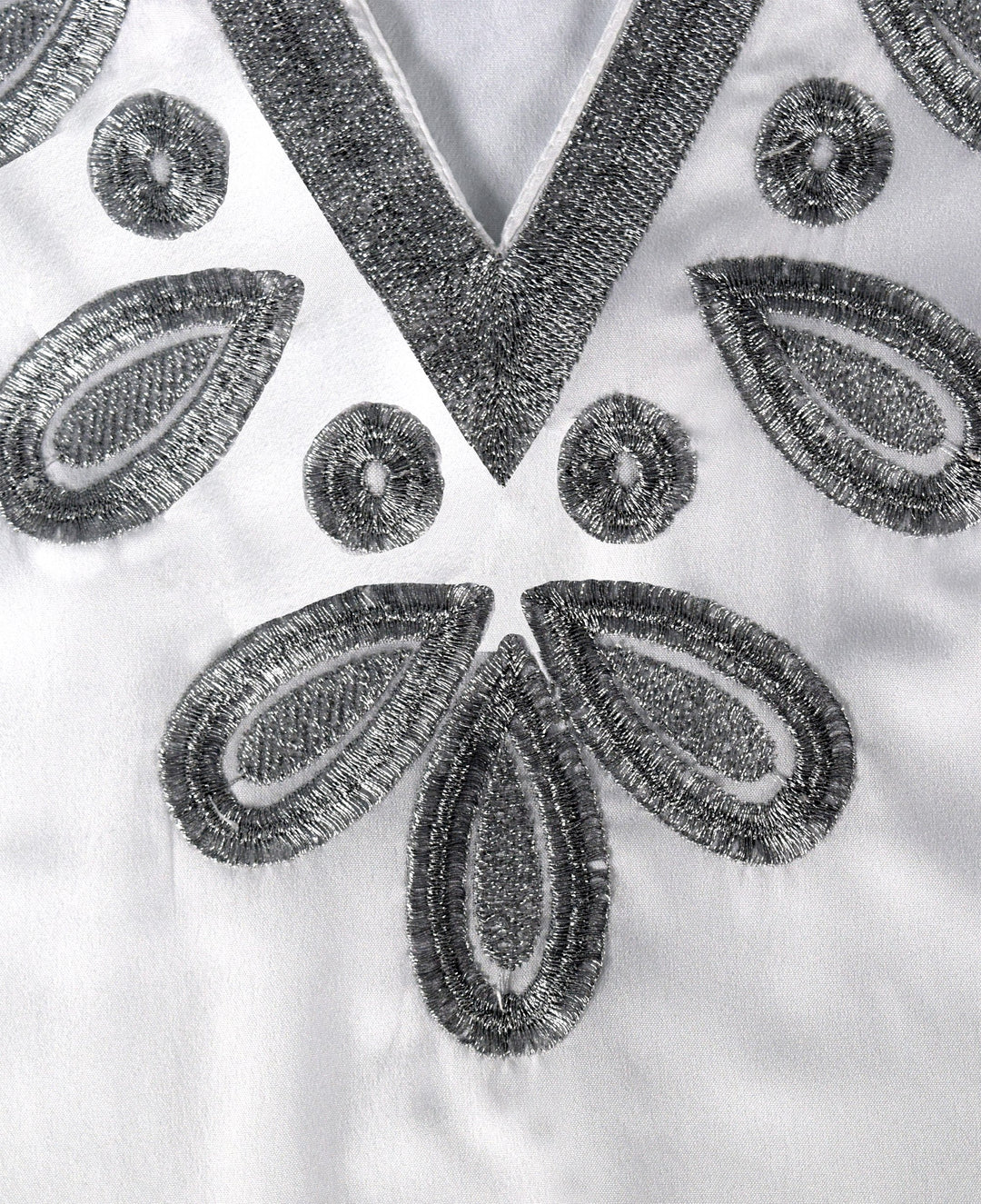 White boho embroidered swimwear cover-up beachwear tunic for women.