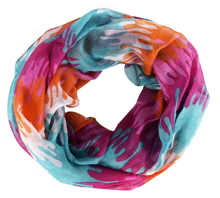 Pink, Orange, Mint Abstract Artsy Multicolor Paint Splatter Infinity Loop/Scarf/Wrap