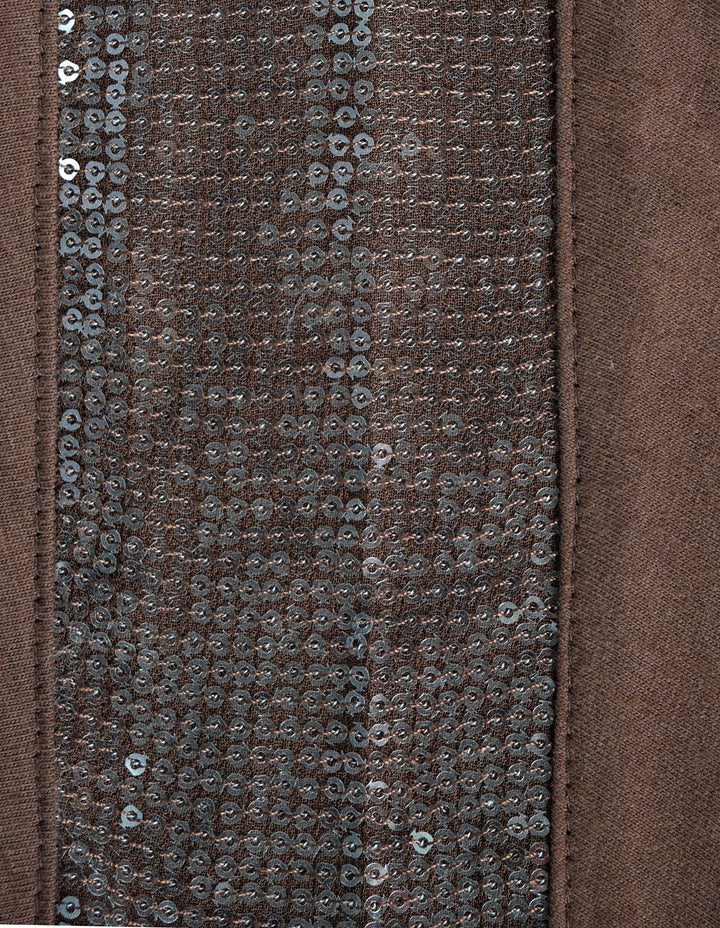 Womens Cotton Boat Neck Dolmen Shirring Drape Sequin Shoulder Tops