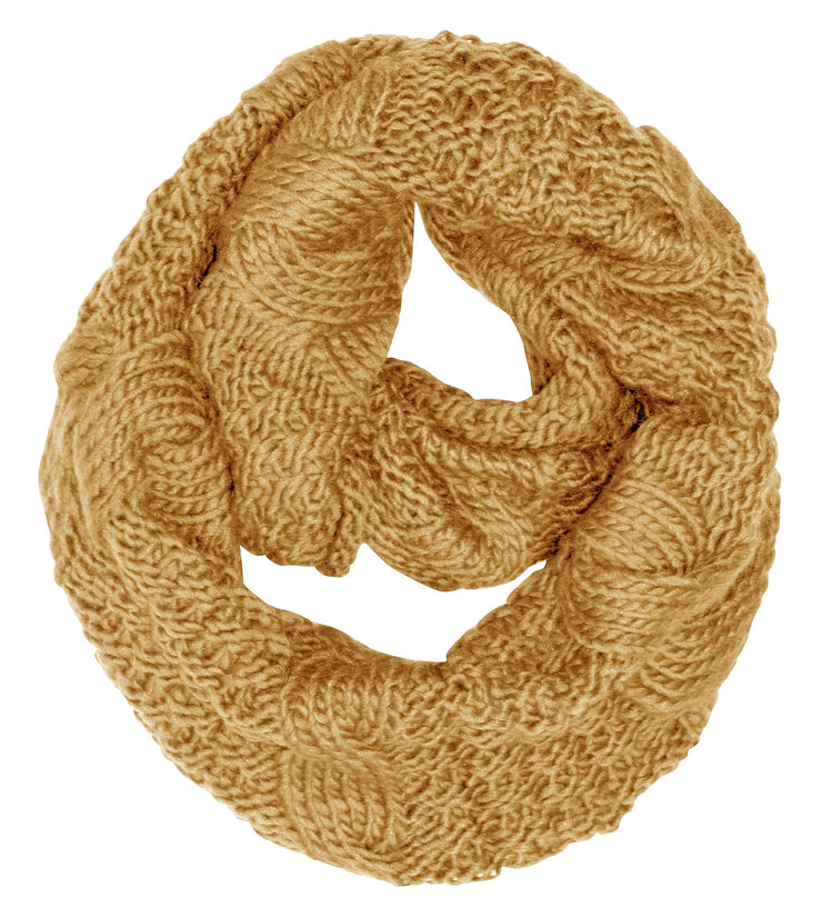 Gold 87 Peach Couture Cable Knit Chunky Winter Warm Infinity Loop Scarf