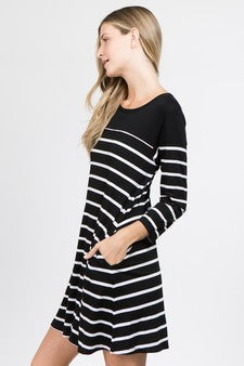 Diana Striped Two-Pocket Swing Dress