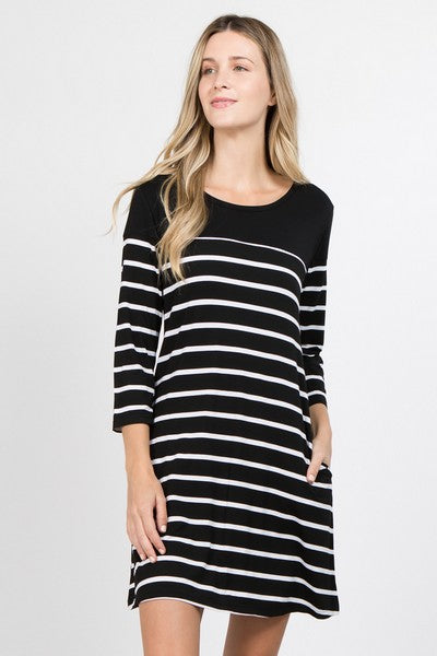 Diana Striped Two-Pocket Swing Dress