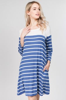 Diana Striped Two-Pocket Swing Dress