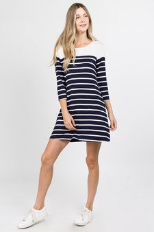 Diana Striped Two-Pocket Swing Dress