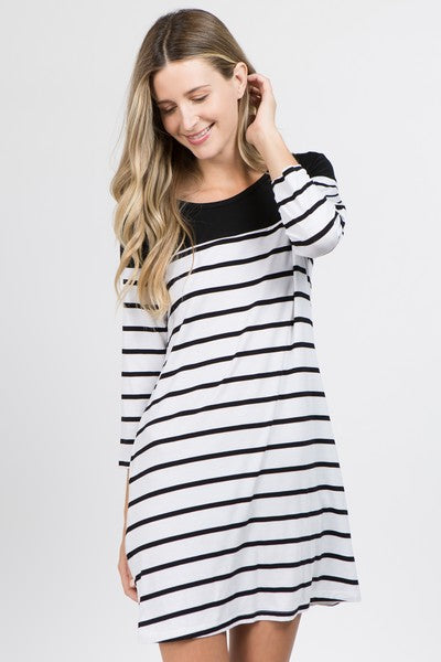 Diana Striped Two-Pocket Swing Dress