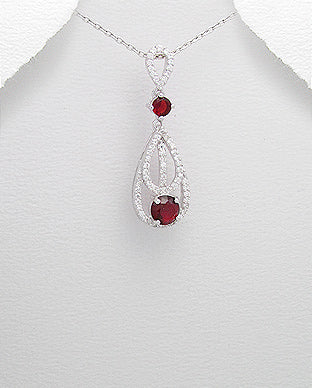 Double Tear Drop Pendant with CZ Diamonds