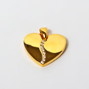 Solid Gold Heart Pendant with CZ Diamonds