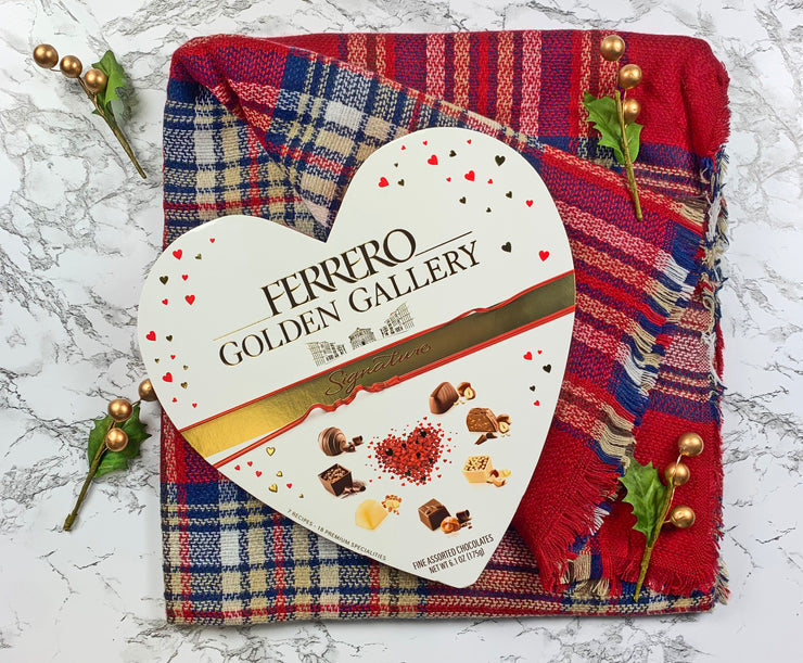 Luxury Blanket Scarf + Box of Chocolate Holiday Gift Set