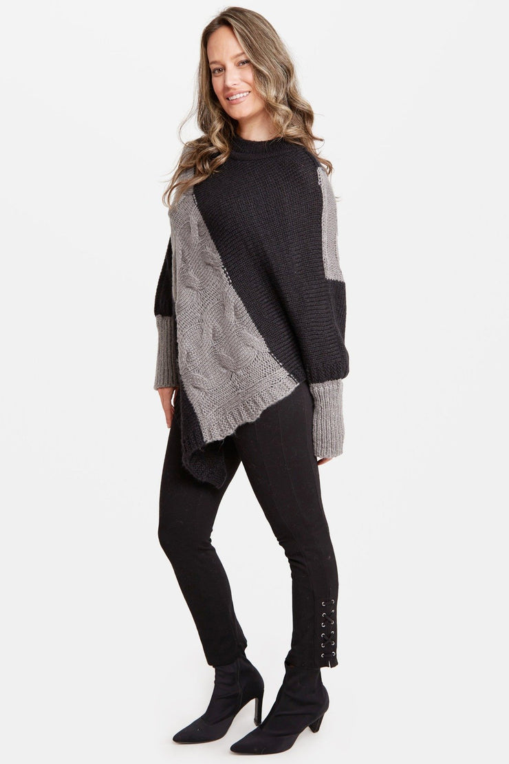 Bronwyn Color-Blocked Knitted Poncho