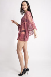 "Charlotte" Circular Pattern Short Lace Cover-Up W/ Tasseled Tie-Knot