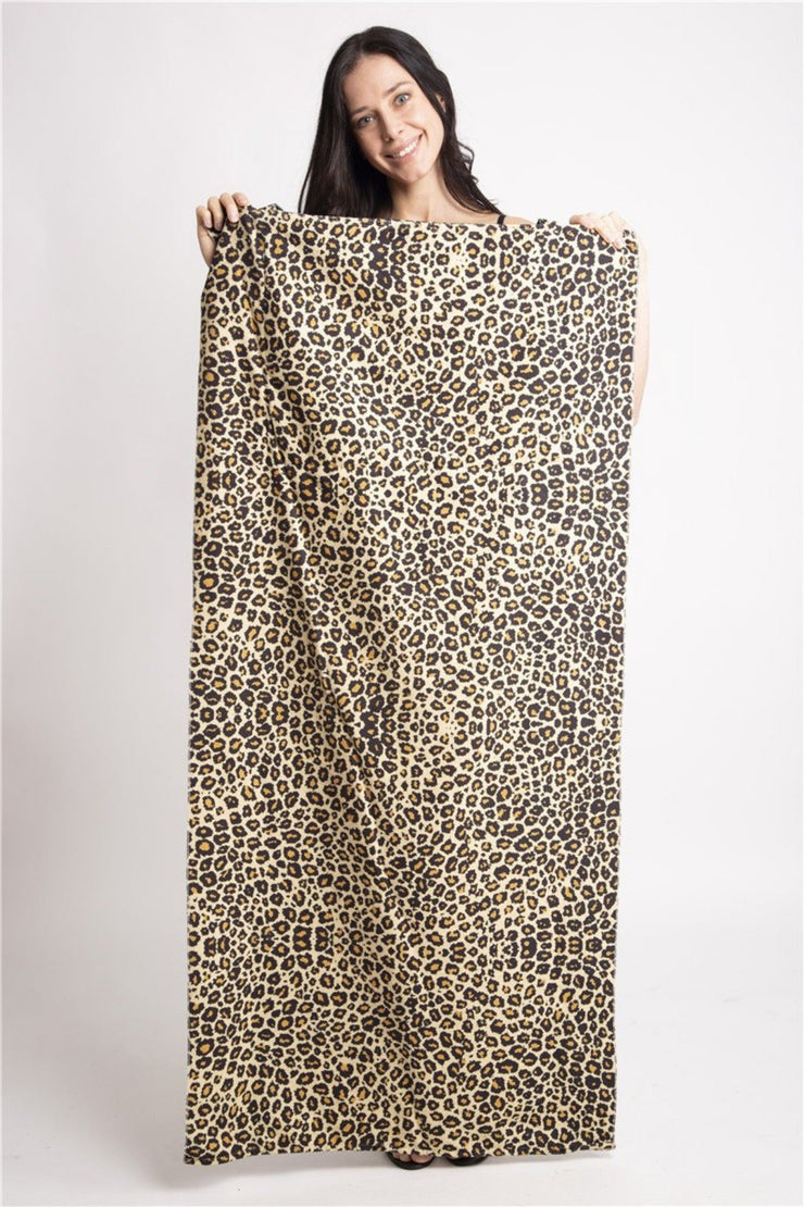 Leopard Print 2 In 1 Beach Towel & Tote Bag