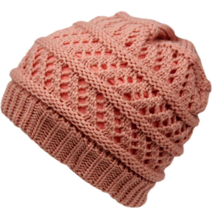 Thick knitting design Ponytail High Bun Crochet Beanie Hats