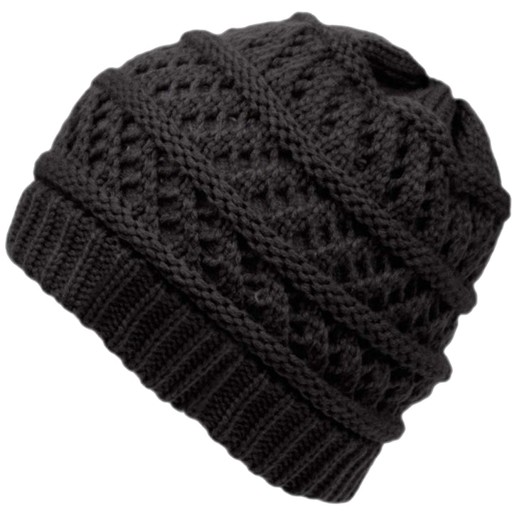 Thick knitting design Ponytail High Bun Crochet Beanie Hats