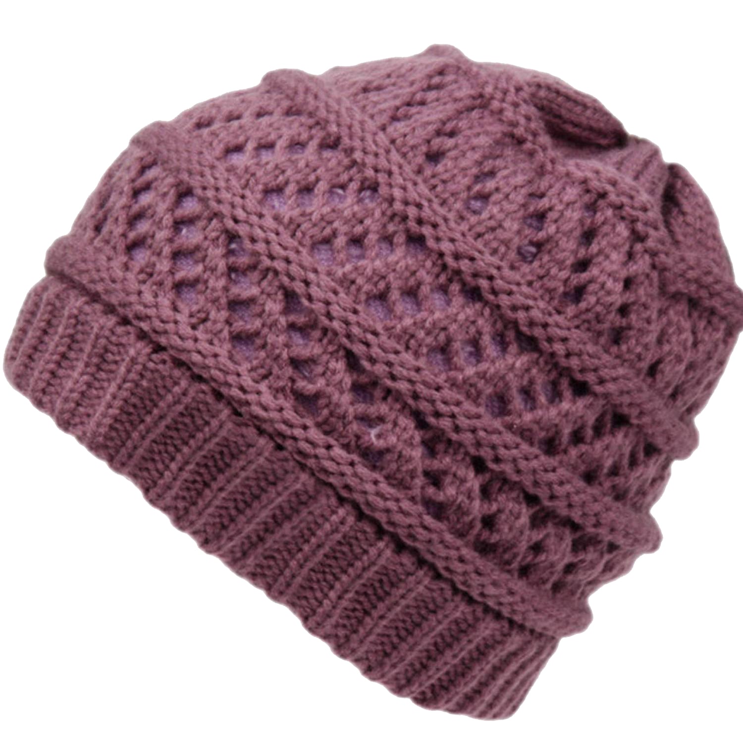 Thick knitting design Ponytail High Bun Crochet Beanie Hats