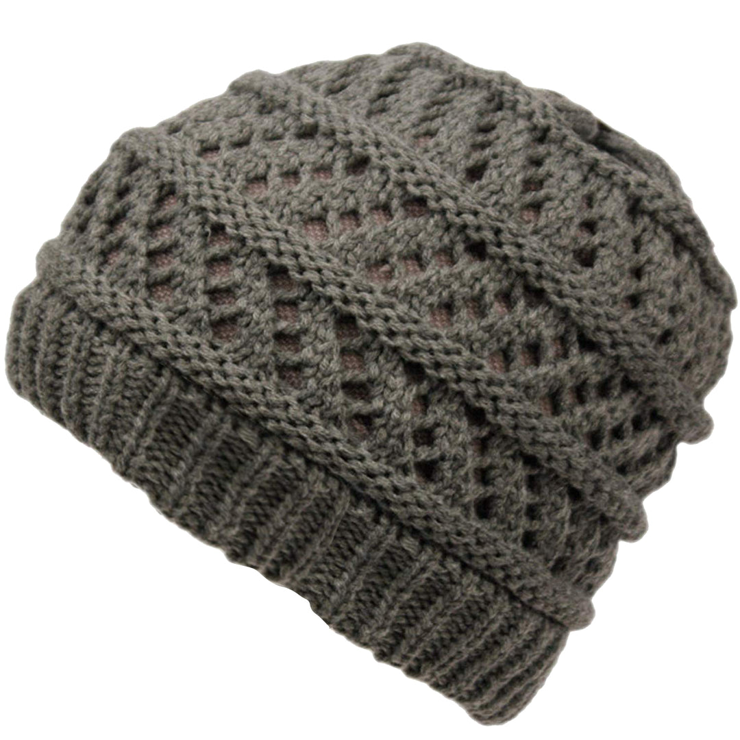 Thick knitting design Ponytail High Bun Crochet Beanie Hats