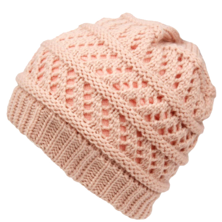 Thick knitting design Ponytail High Bun Crochet Beanie Hats