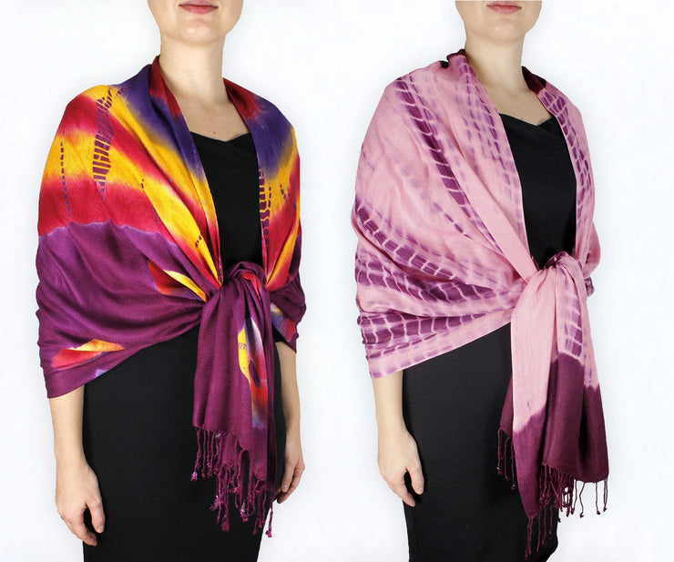 Handmade Tie-Dye Pashmina Shawl - Assorted 2 Pack