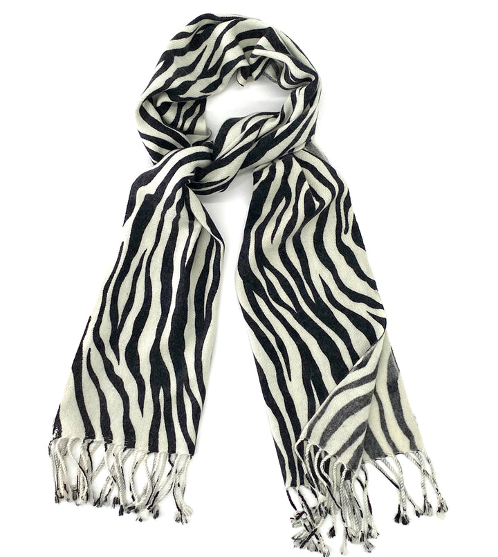Black & White Zebra Print Pashmina Shawl