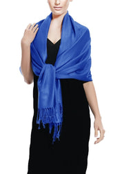 Blue Couture Soft Silky Rayon Pashmina Shawl Wrap Scarf in Solid Color