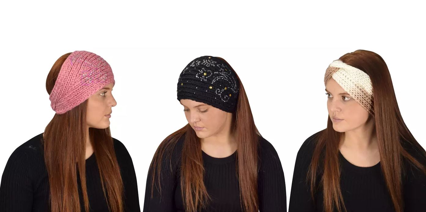 Women's Wide Crochet Knit Headband Ear Warmers - 2 Pack Assorted