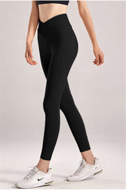 "Jumping For You" Solid Crossover High-Rise Leggings
