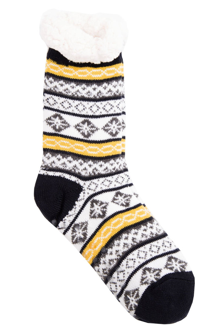 Winter Super Warm Cozy Knitted Sherpa Lined with Grippers Bootie Slipper Socks