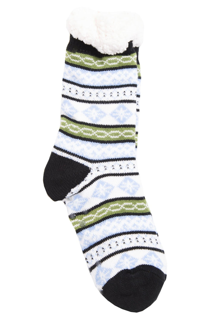 Winter Super Warm Cozy Knitted Sherpa Lined with Grippers Bootie Slipper Socks