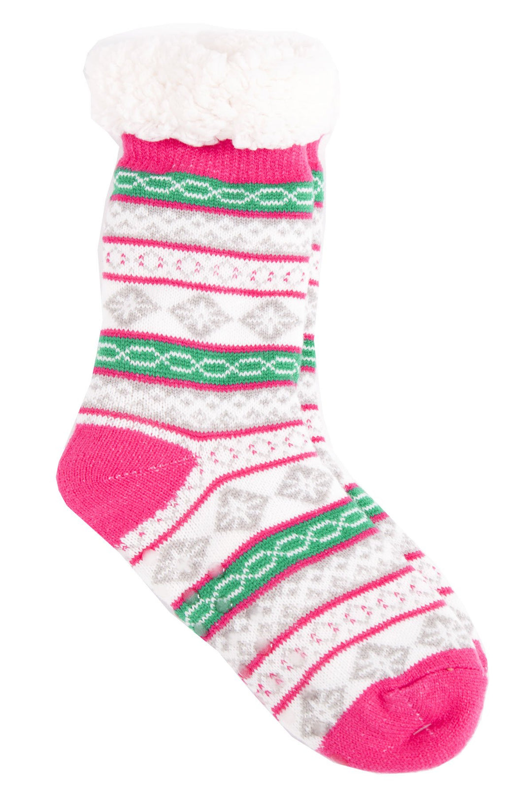 Winter Super Warm Cozy Knitted Sherpa Lined with Grippers Bootie Slipper Socks