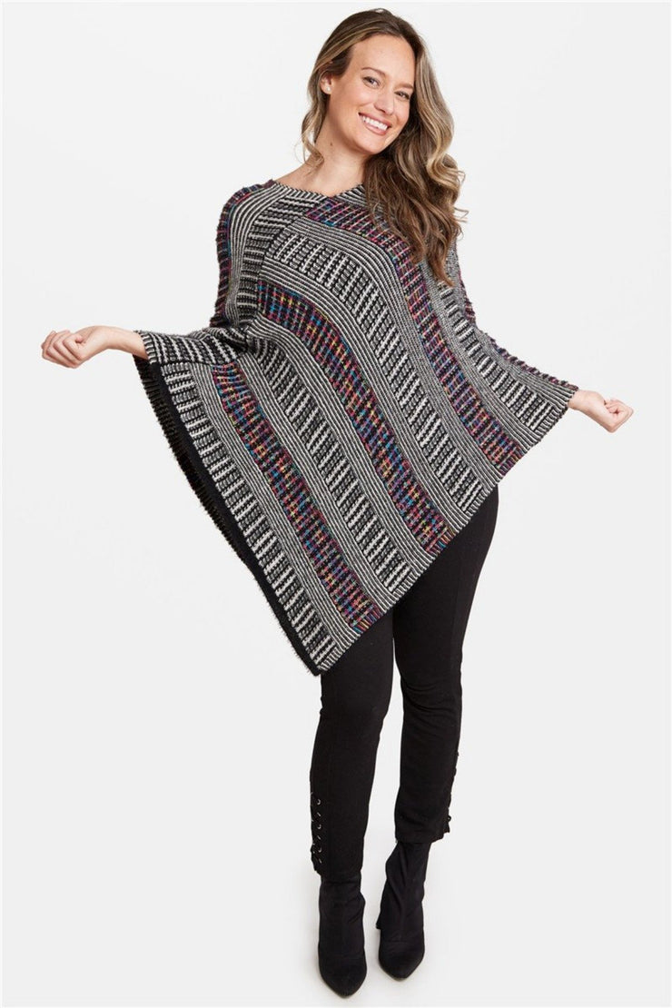 Aurelia Multi-Color Striped Pattern Knitted Poncho