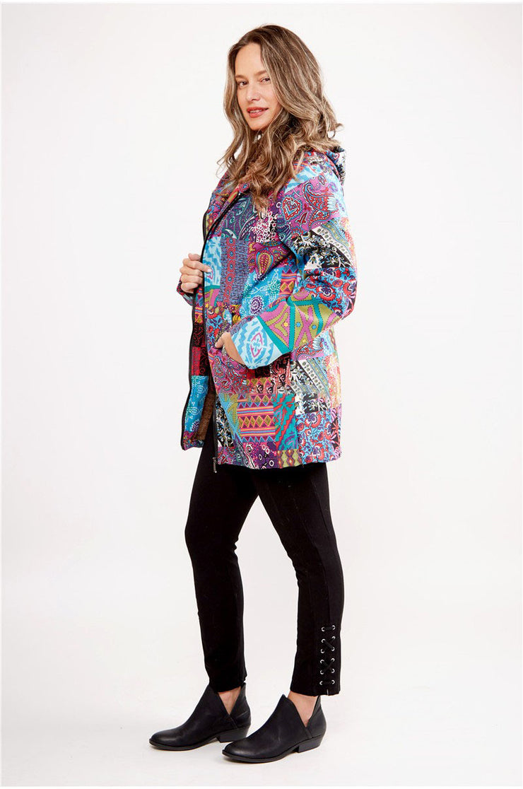 "See The Abstract" Paisley Print Hooded Coat