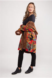 "When Times Were Simpler" Tribal Print Faux-Fur Lined Hooded Coat