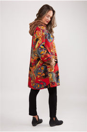 "When Times Were Simpler" Tribal Print Faux-Fur Lined Hooded Coat