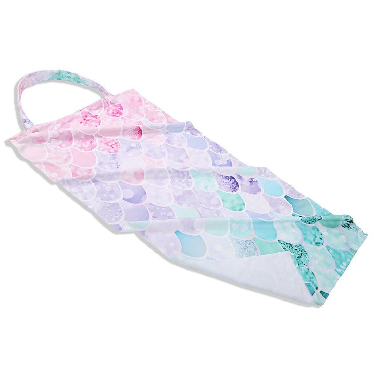 Color-Gradient Mermaid Scales 2 In 1 Beach Towel & Tote Bag